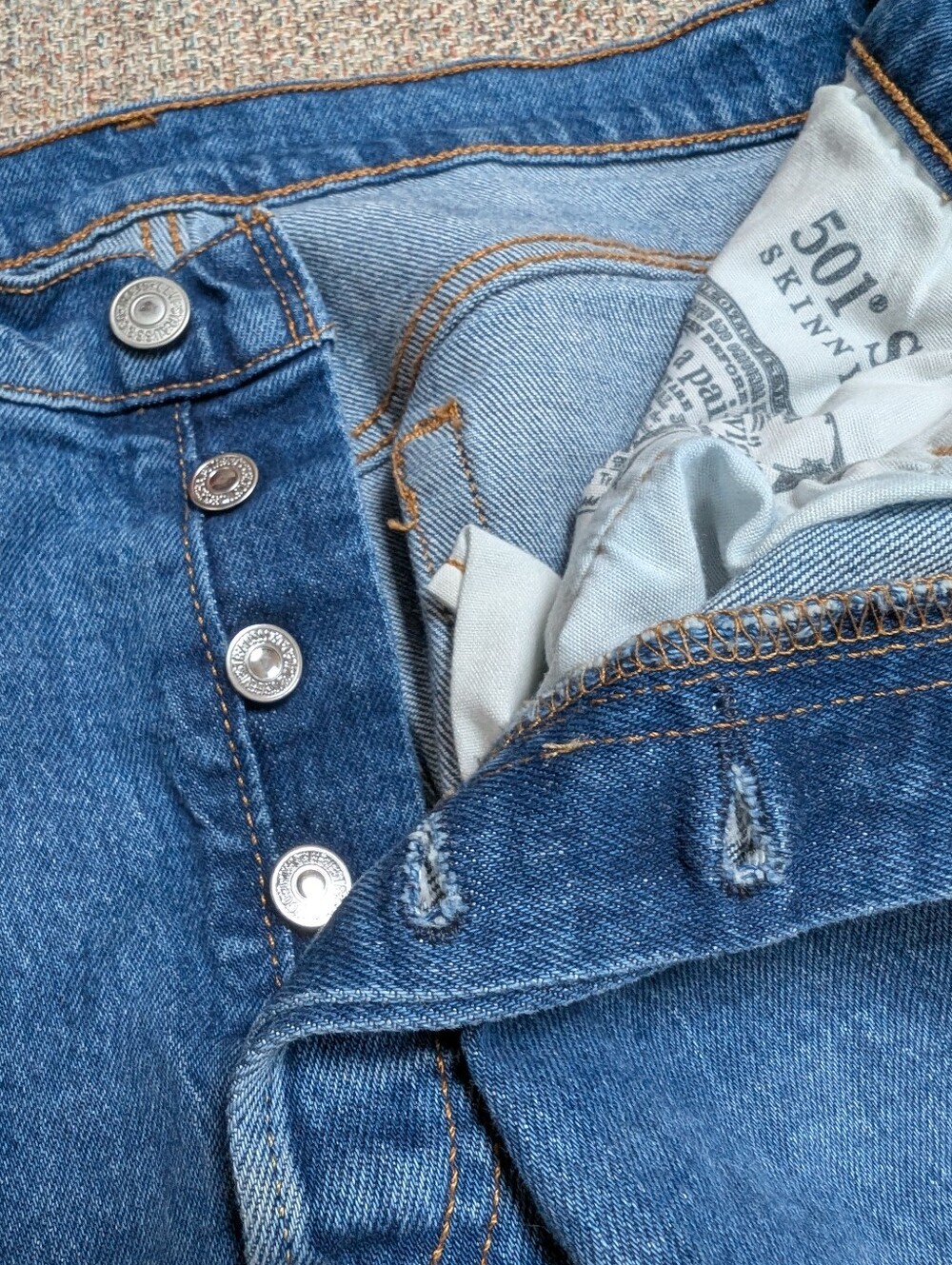 Levi's Medium Blue Button-Fly Skinny Jeans